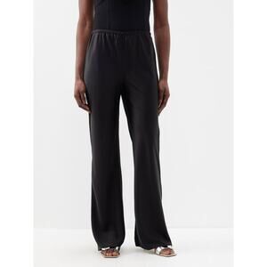 Reformation 'Gale' Wide-Leg Black Satin Trousers Size S